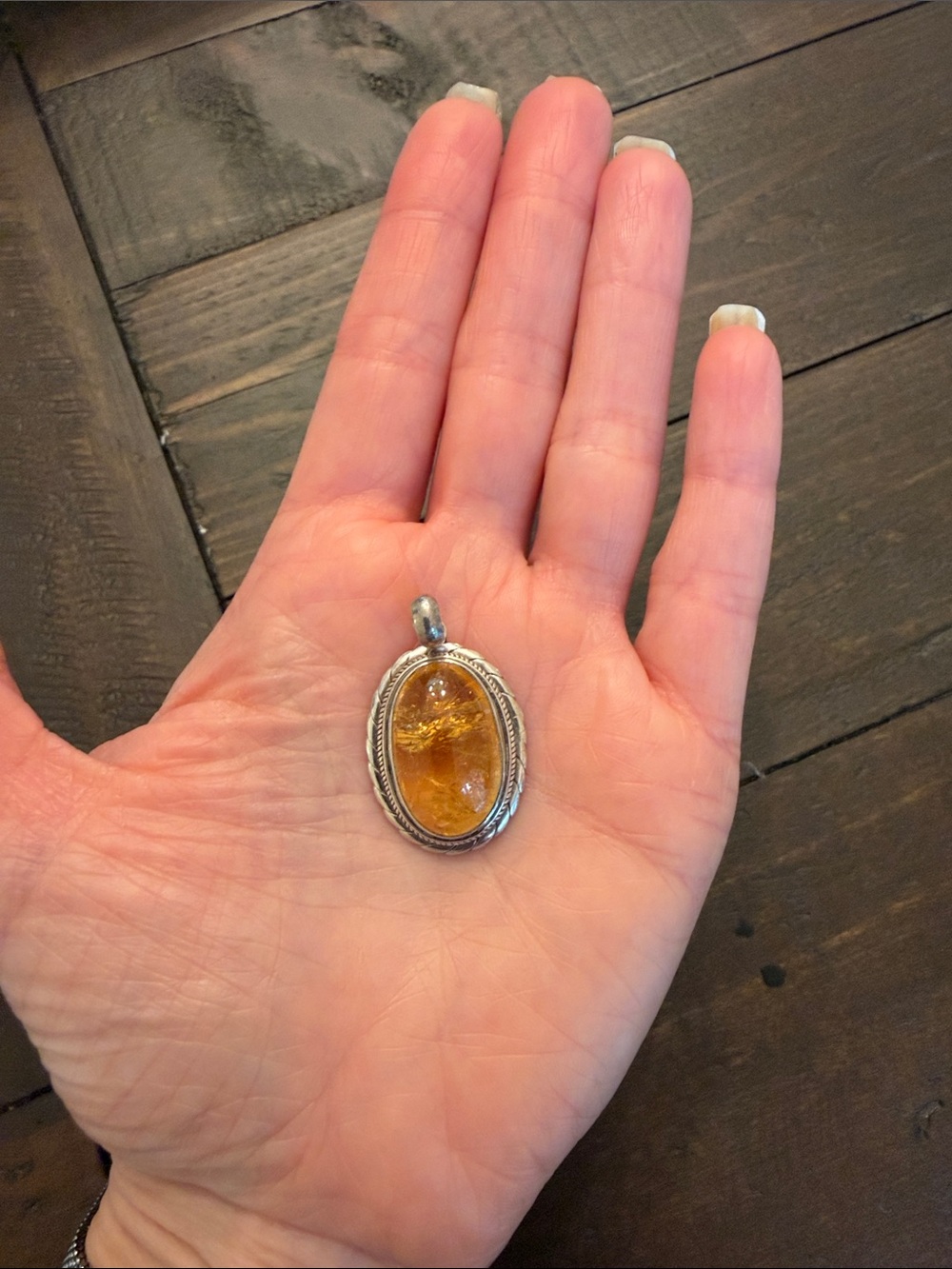 Sterling Silver Citrine Oval Pendant - Picture 2 of 3
